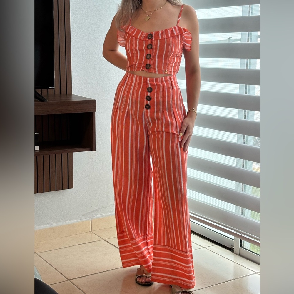 Striped Orange Two-Piece Set